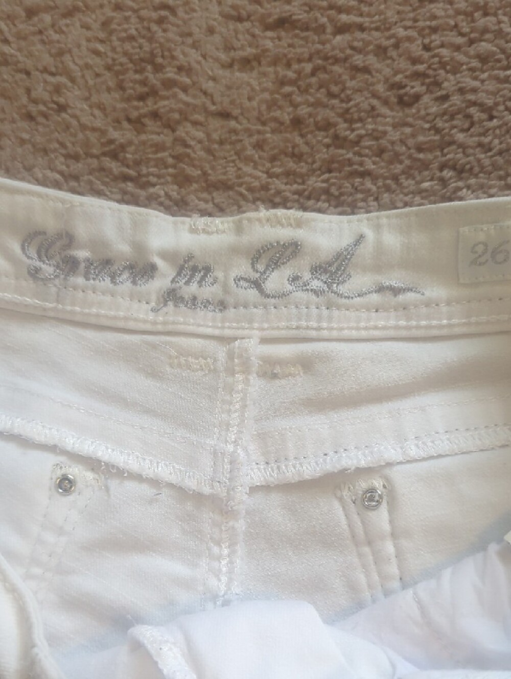 Grace in LA White Distressed Sequin Denim Shorts Y2K - Picture 4 of 5